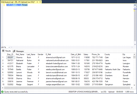 Uploading Csv Sample Table File Data To Sql Server 5652